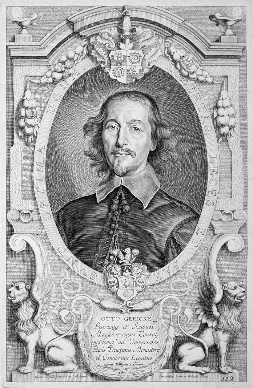 Otto von Guericke (1602-86) fra "Portraits des Hommes Illustres", udgivet i 1706 af Anselmus van Hulle