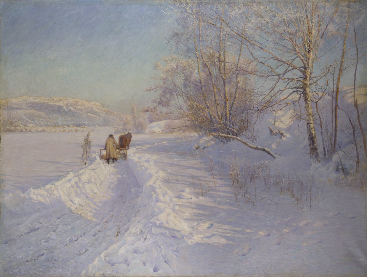 En vintermorgen efter et snefald i Dalarna af Anshelm Schultzberg