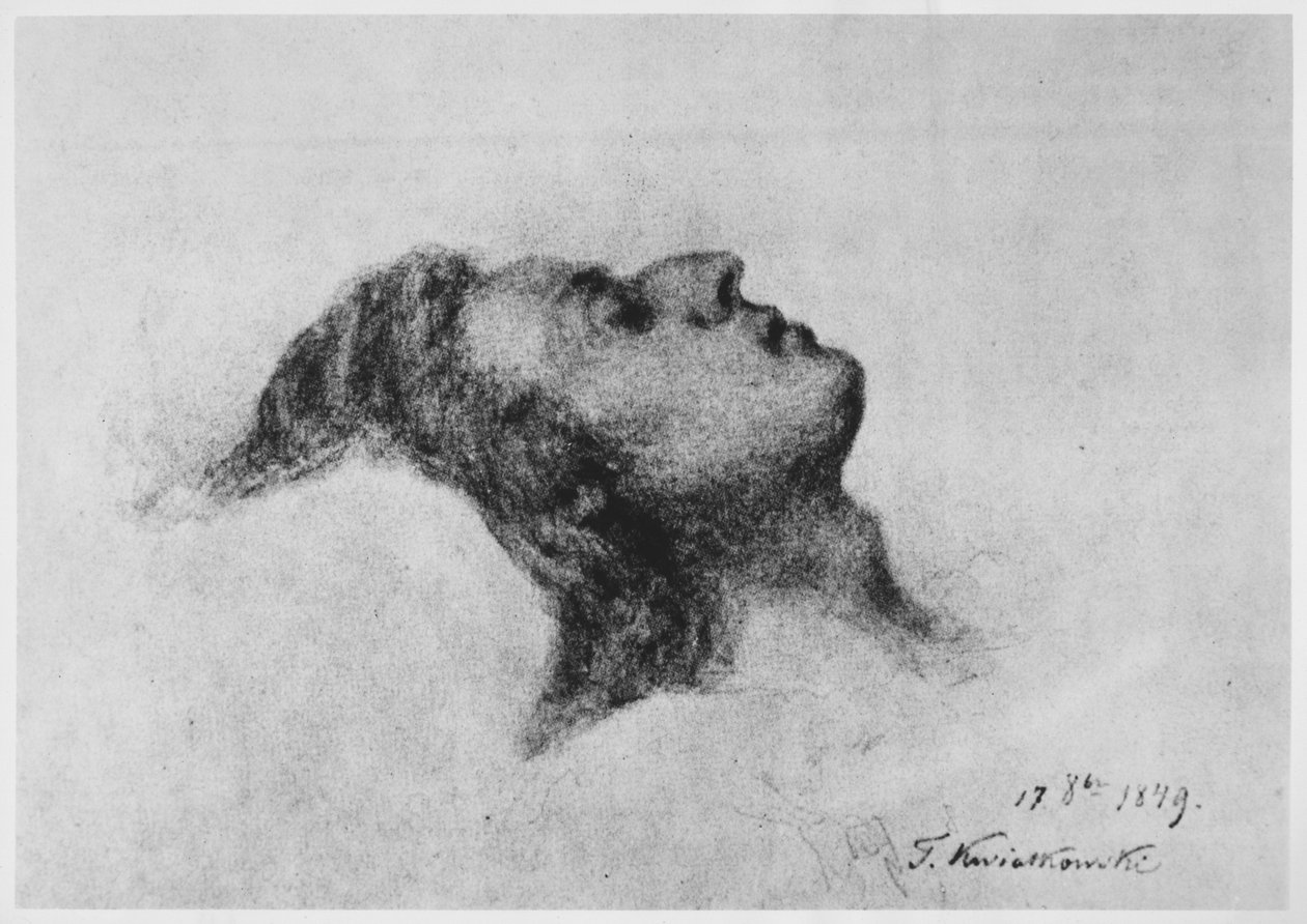 Frederic Chopin på sit dødsleje, 17. oktober 1849 af Antar Teofil Kwiatowski