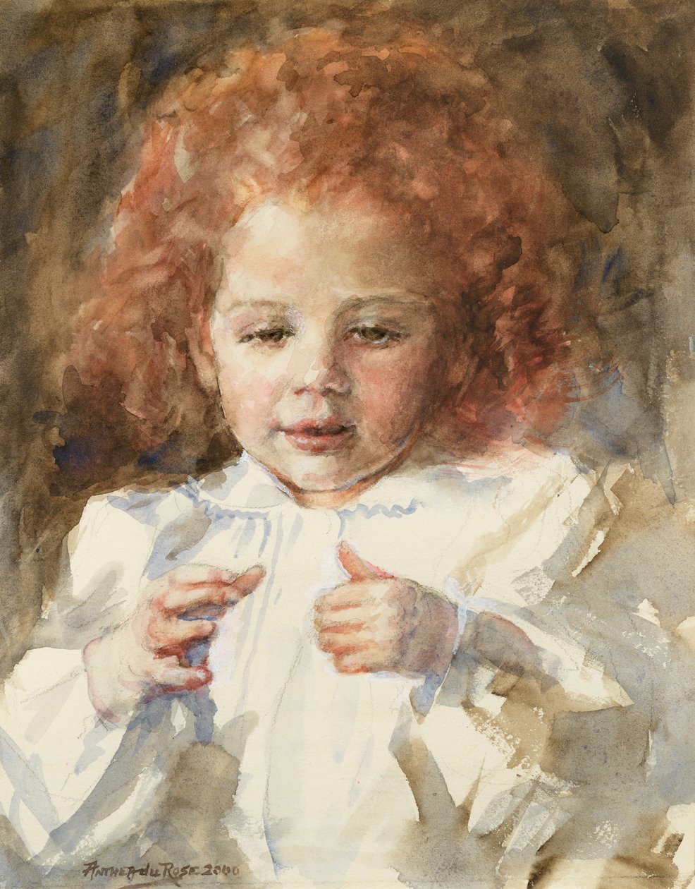 Little Girl Counting, 2000 (akvarel) af Anthea Durose