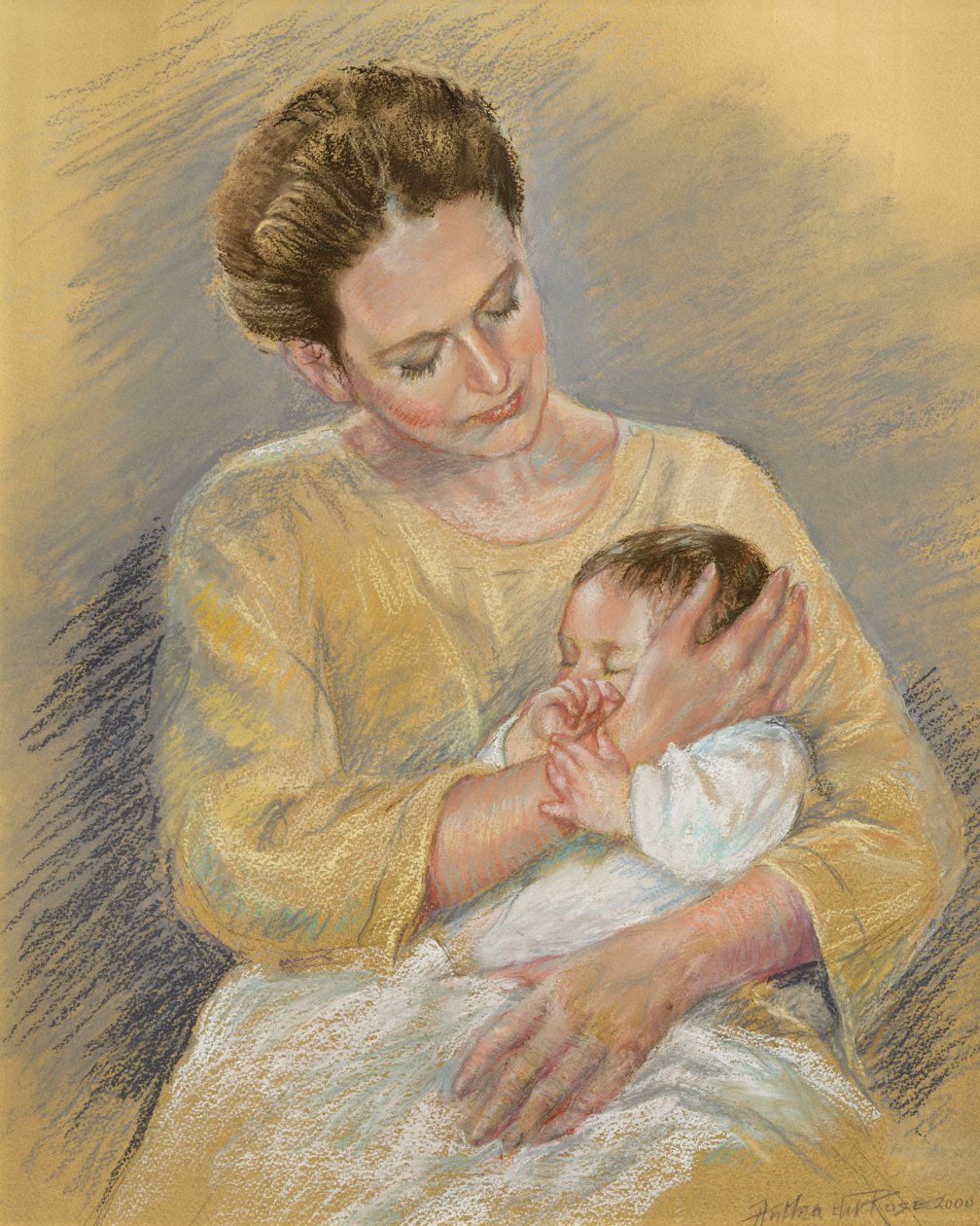 Vanessa Macdonald-Haig med barnebarnet Toby, 2000 (pastel) af Anthea Durose