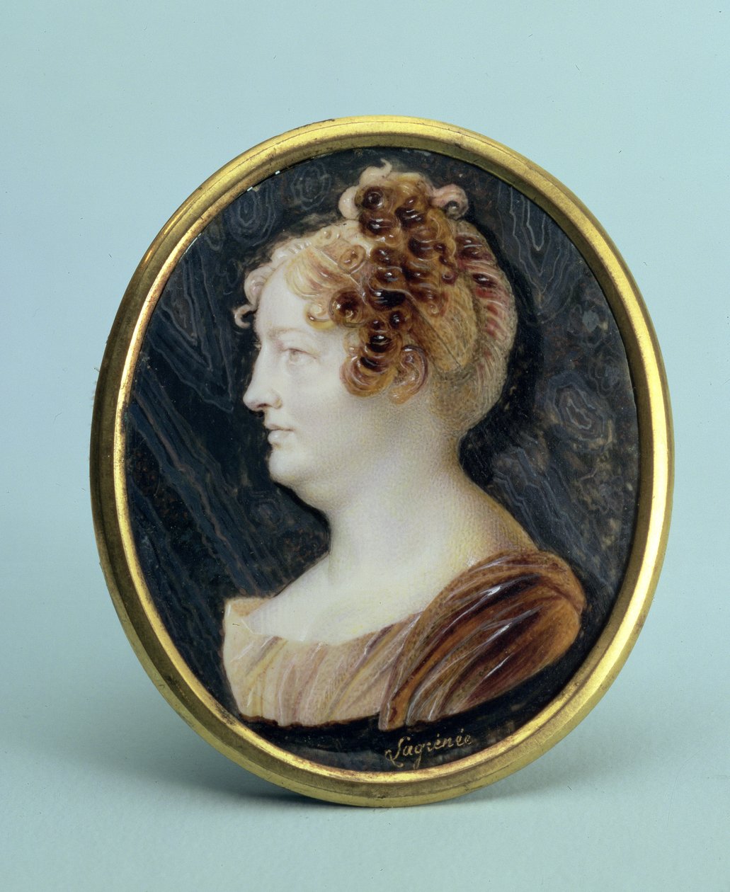 Portret af Maria Alekseevna Naryshkina (1762-1822), s. 1817-25 (sol og guahe på elfenben) af Anthelme Francois Lagrenee