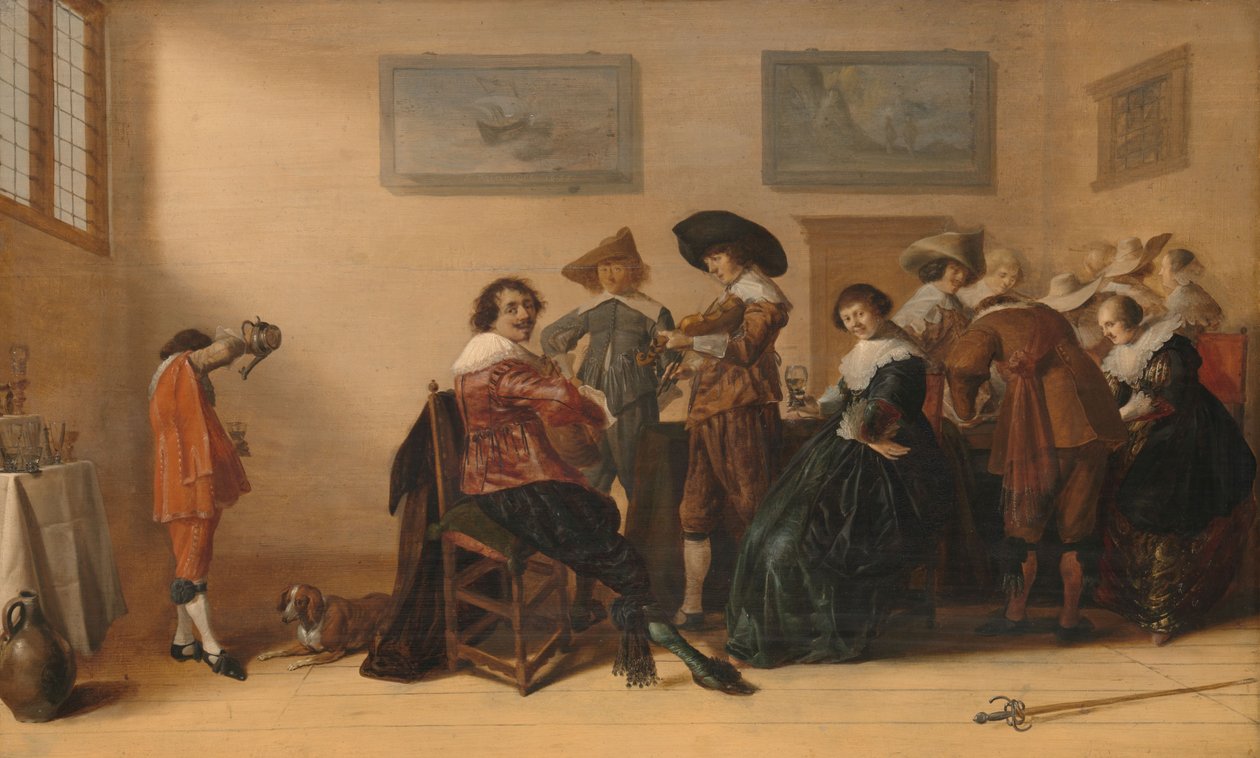 Glædeligt selskab i et rum af Anthonie (1601-73) Palamedesz