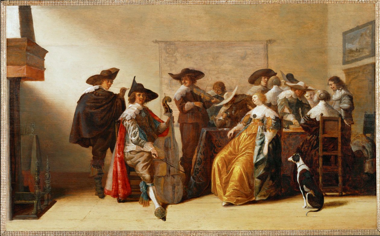 Samfundsscene (maleri på egetræ) af Anthonie (1601-73) Palamedesz