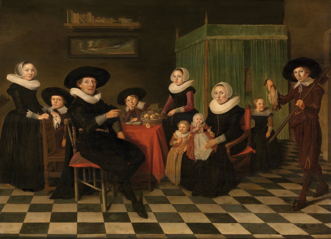 Portræt af en familie (olie på lærred) af Anthonie (1601 73) Palamedesz