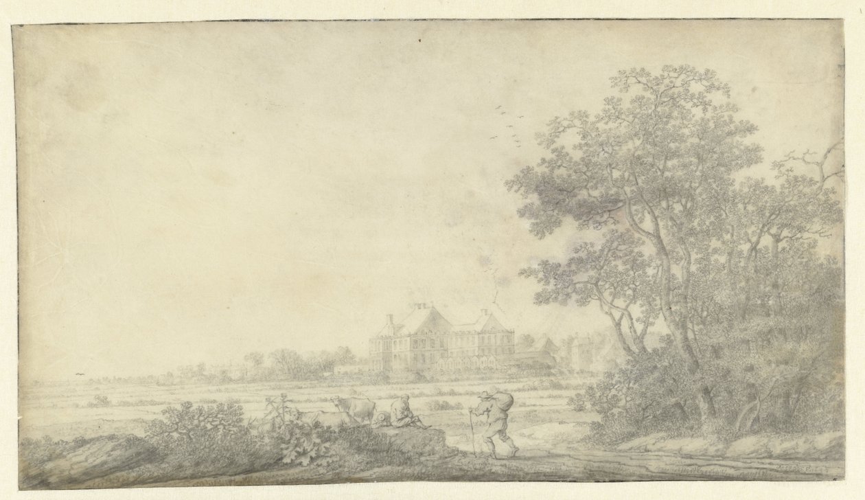 Udsigt over Huis ter Nieuburch, Rijswijk, set fra øst af Anthonie Jansz. van der Croos