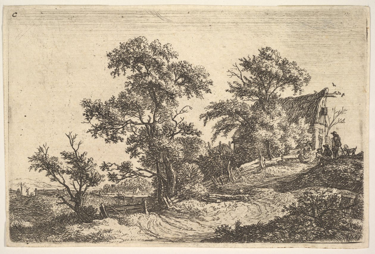 Et sommerhus på en bakke. af Anthonie Waterloo