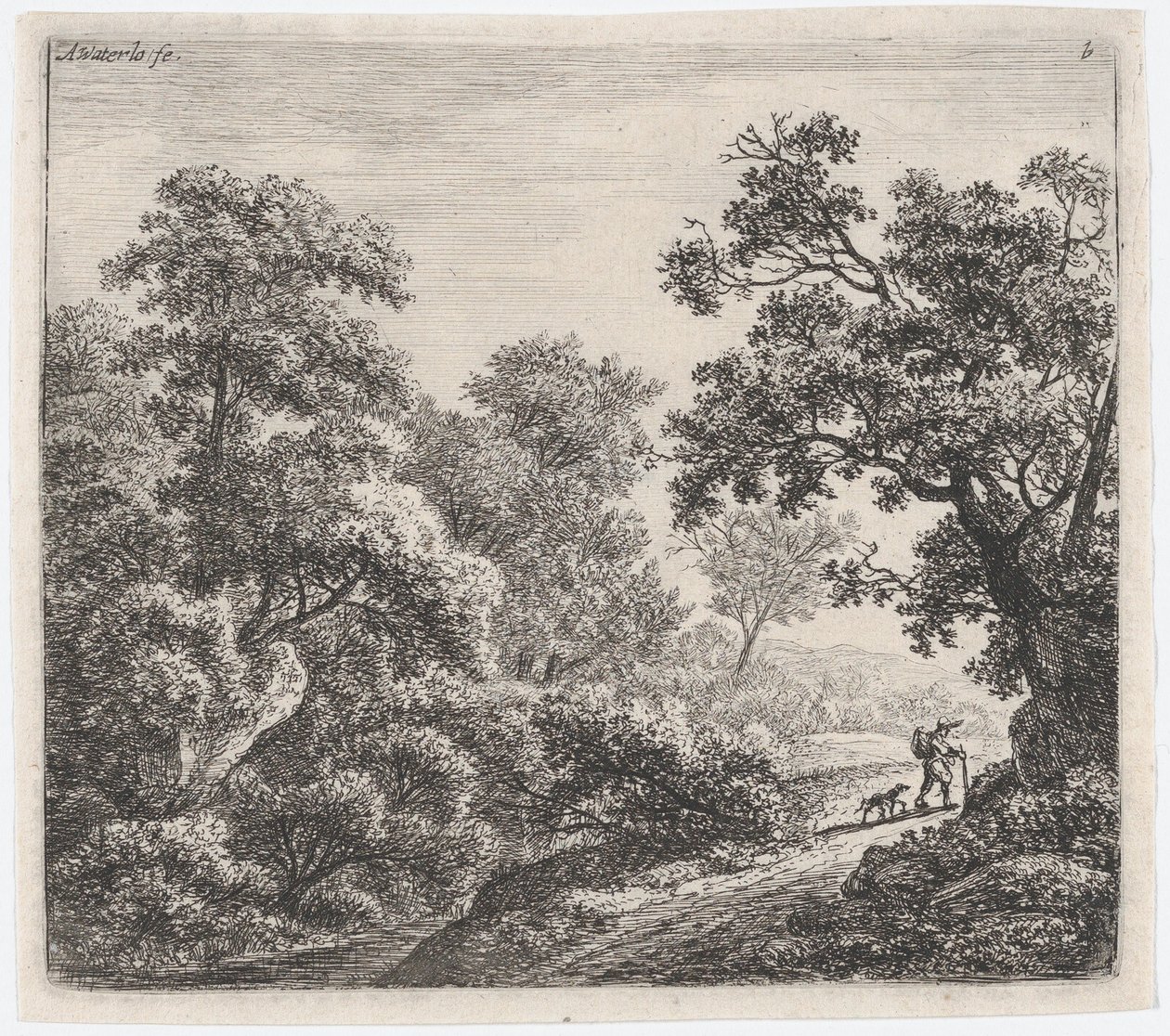 En rejsende og hans hund Le Voyageur et søn Chien, 1600-tallet. af Anthonie Waterloo
