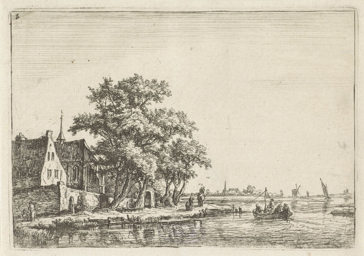 Kirke ved vandet Landskaber med figurer (serietitel) af Anthonie Waterloo
