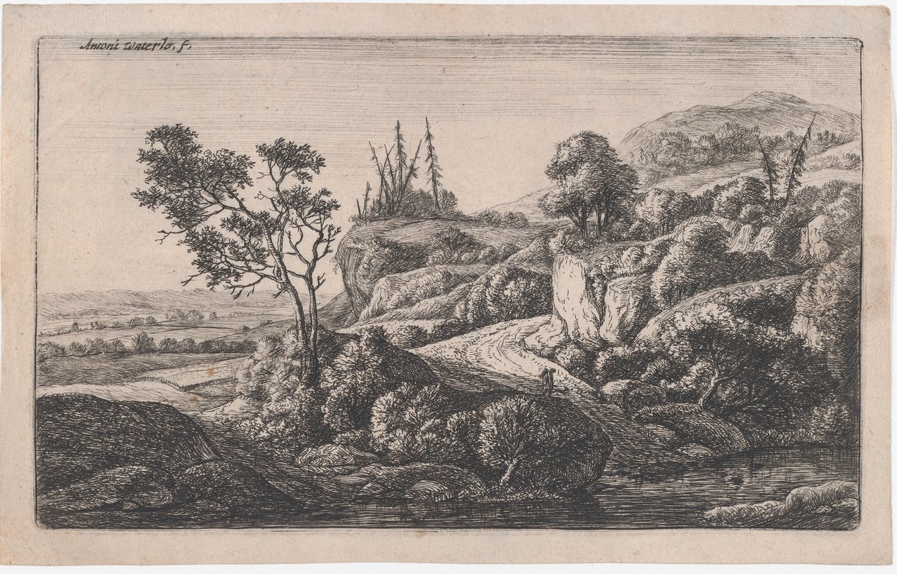 Stier der fører til en strøm, 1600-tallet. af Anthonie Waterloo