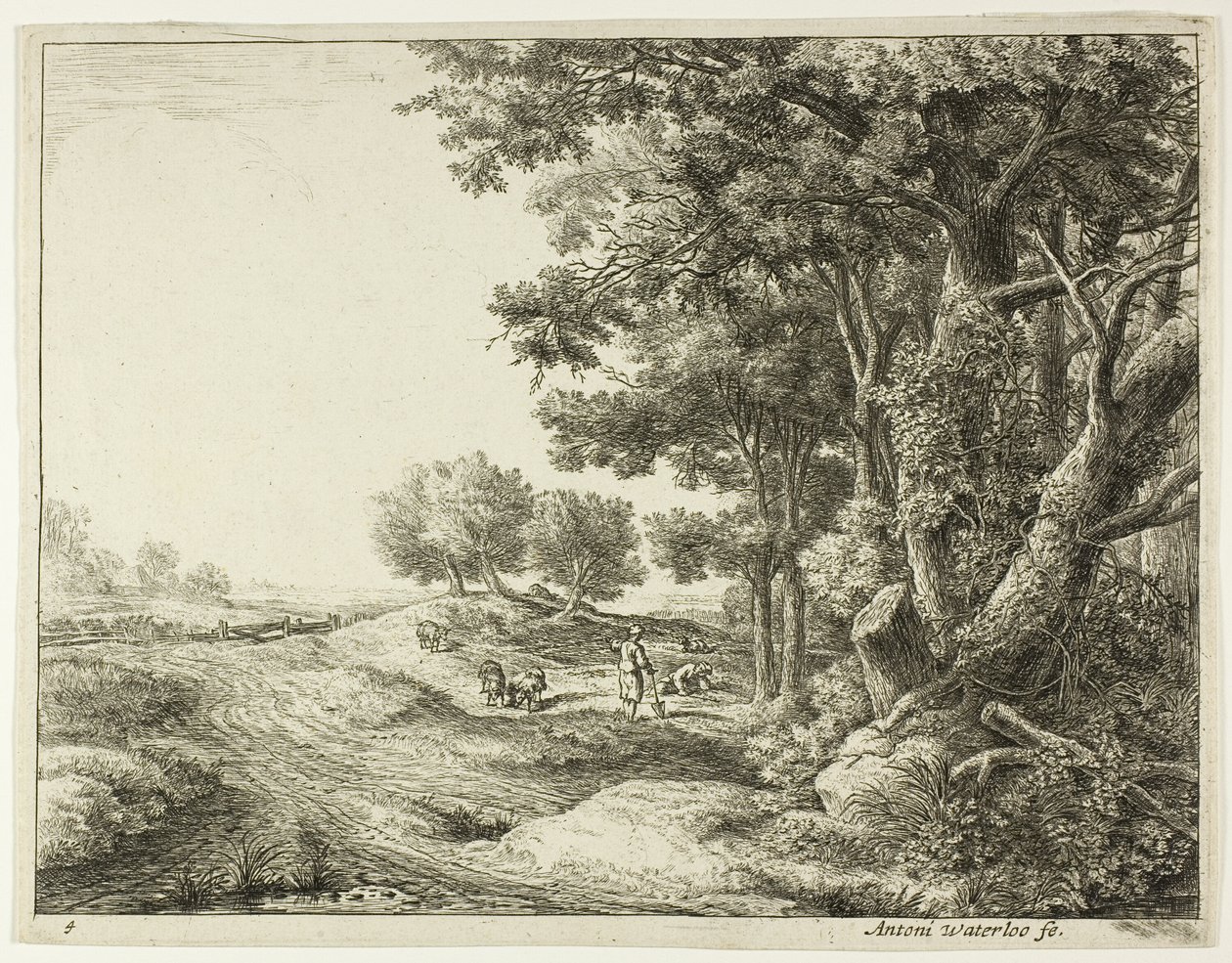 Bonde med skovl af Anthonie Waterloo