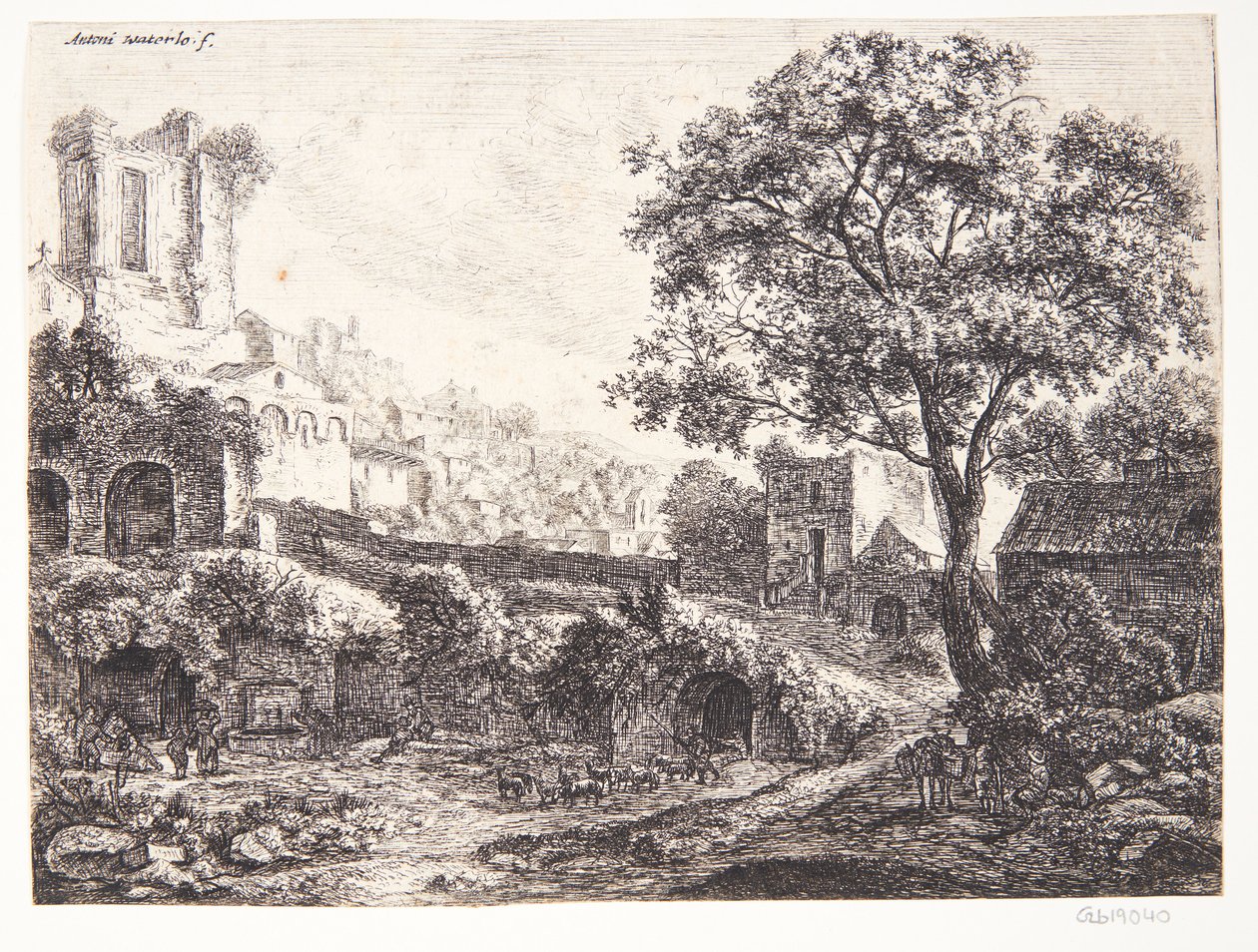 Ruiner i udkanten af en by af Anthonie Waterloo