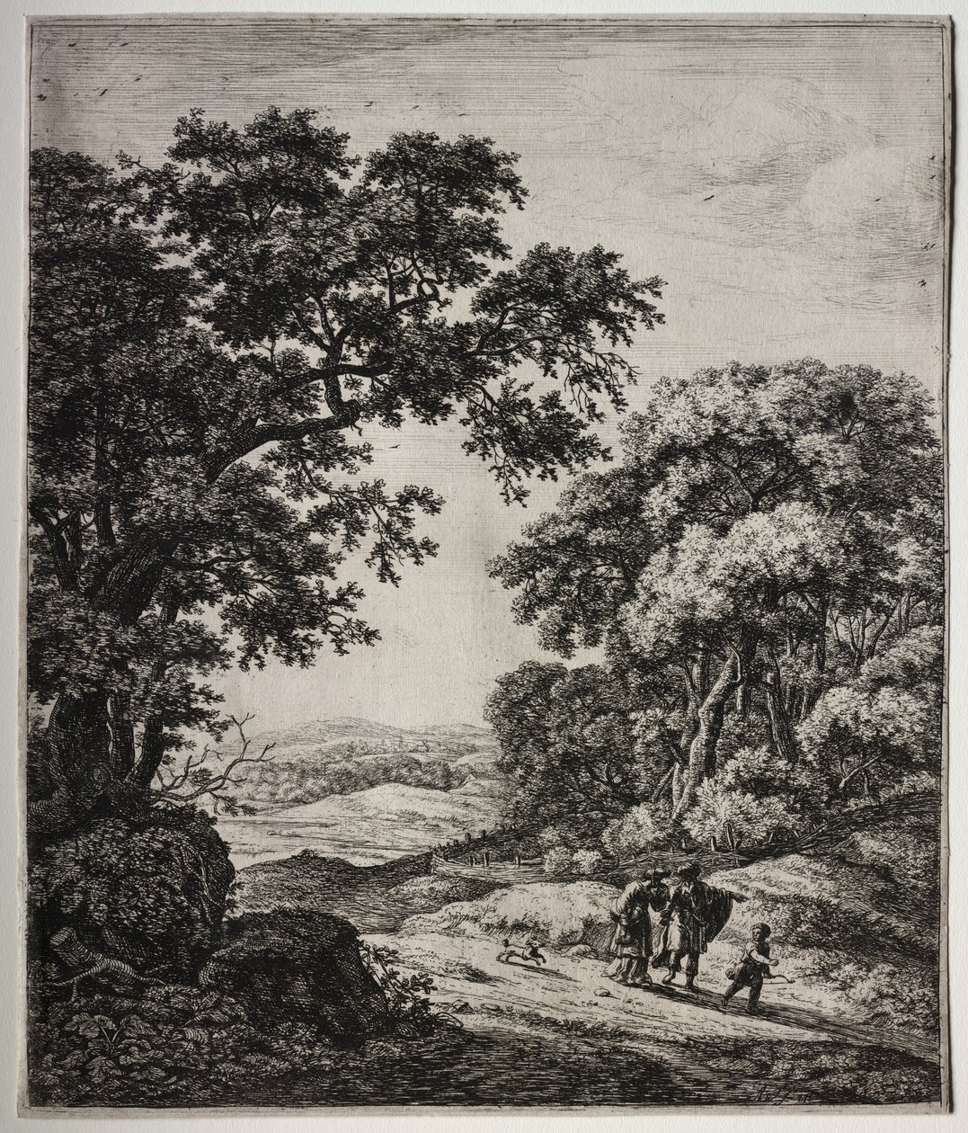 Seks store opretstående landskaber med scener fra Det Gamle Testamente af Anthonie Waterloo