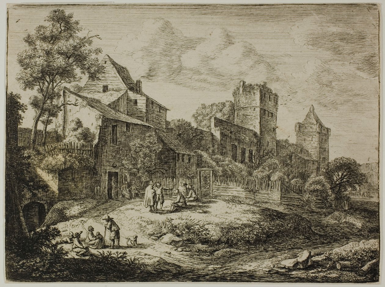 Gården foran kroen, fra Twelve Landscapes af Anthonie Waterloo