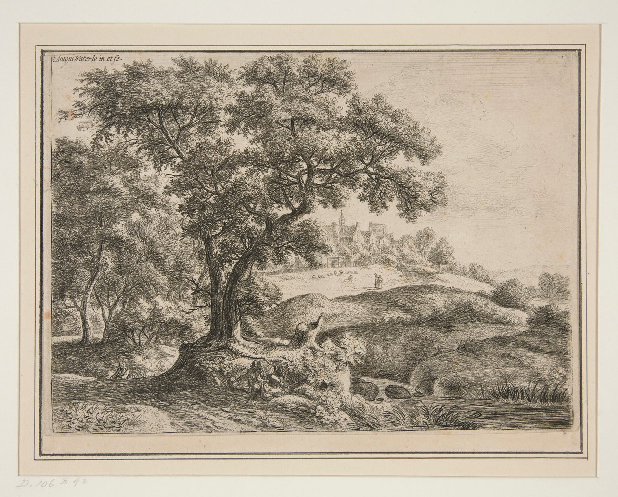 The Edge of the Woods med Village on the Heights af Anthonie Waterloo