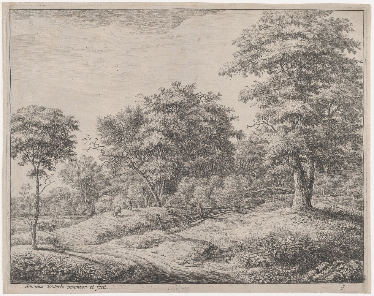 Hyrden sover på en lille bakke, 1600-tallet. af Anthonie Waterloo