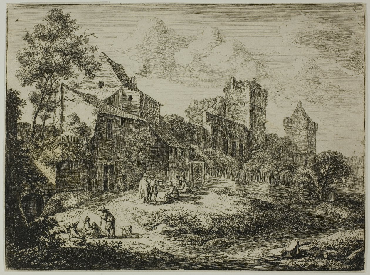 Gården foran kroen, fra Twelve Landscapes af Anthonie Waterloo