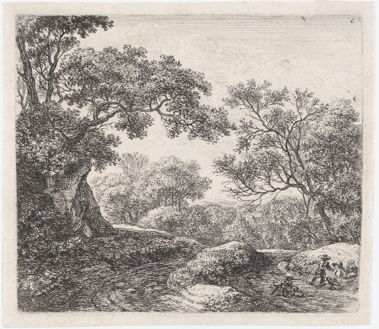 Tre drenge og deres hunde L’Allée i Bois, det 17. århundrede. af Anthonie Waterloo