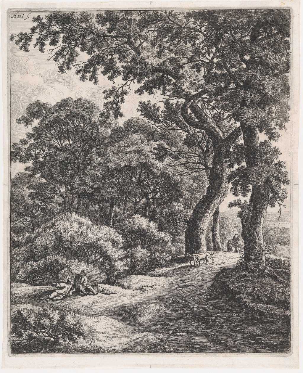 To rejsende hviler i skoven, 1600-tallet., 1600-tallet. af Anthonie Waterloo