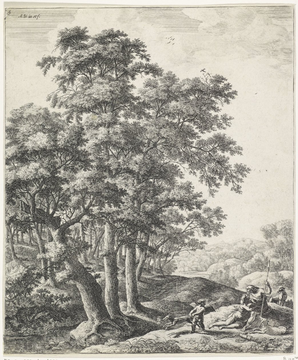 Venus og Adonis af Anthonie Waterloo