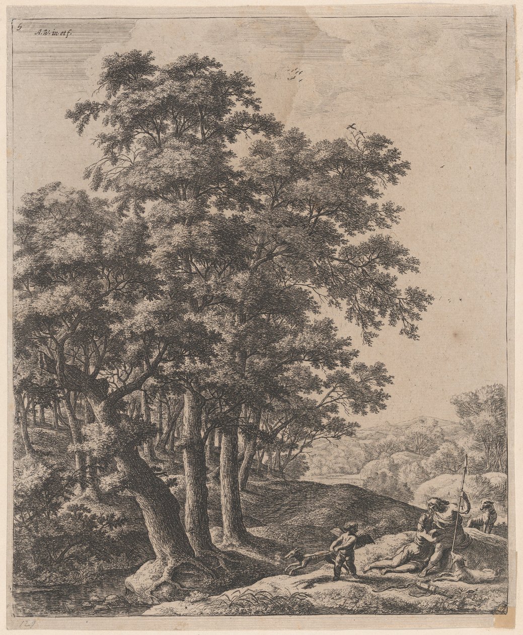 Venus og Adonis, 1600-tallet. af Anthonie Waterloo