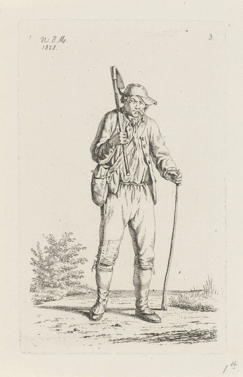 Bonde fra Ardennerne med hakke Landmænd og kvindelige landmænd fra Det Forenede Kongerige Holland (serietitel) af Anthonie Willem Hendrik Nolthenius de Man