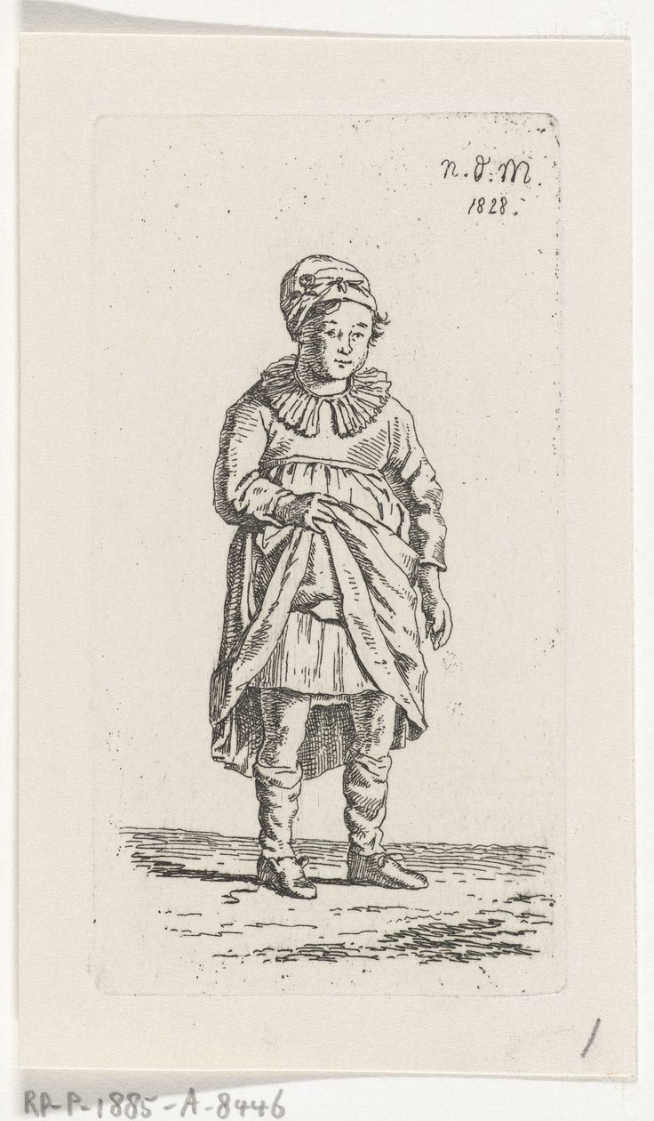 Pige løfter sin nederdel af Anthonie Willem Hendrik Nolthenius de Man