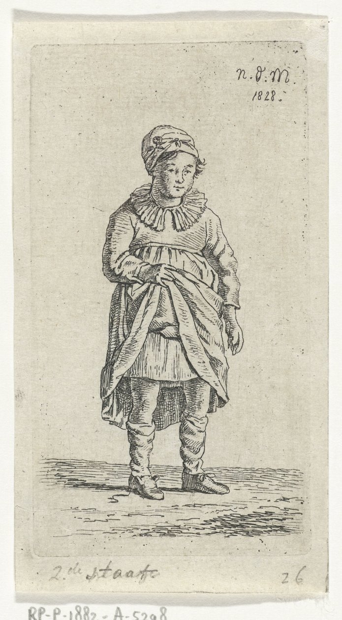 Pige løfter sin nederdel af Anthonie Willem Hendrik Nolthenius de Man