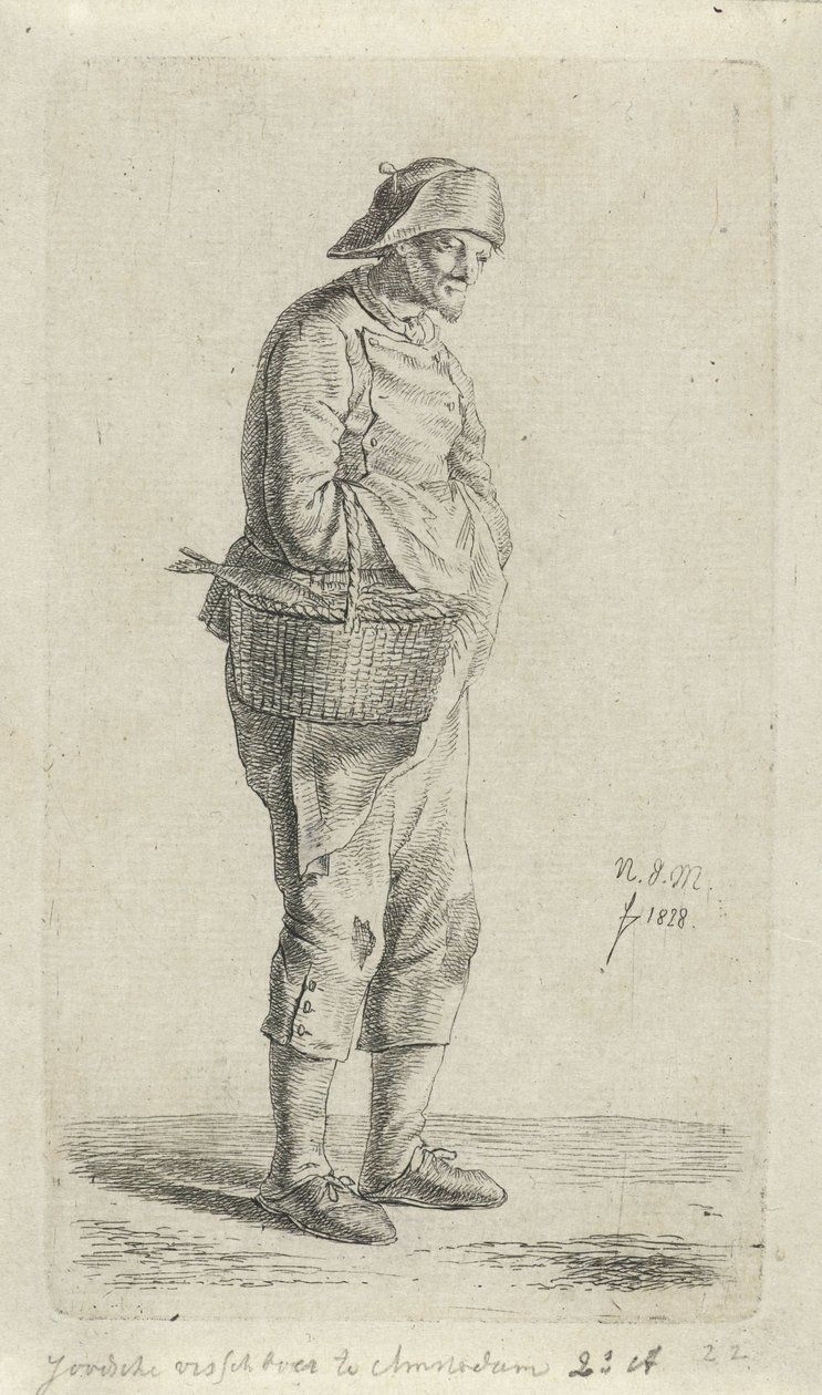 fiskehandler Jødisk fiskehandler i Amsterdam (titel på objekt) 12 studiefigurer (serietitel) af Anthonie Willem Hendrik Nolthenius de Man