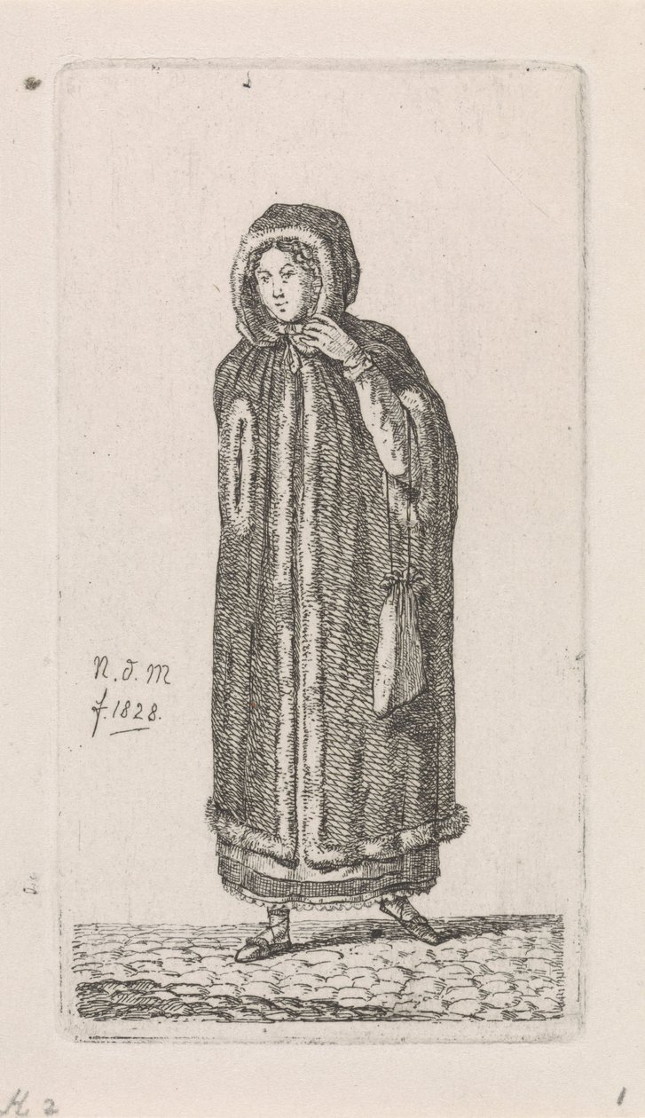 Kvinde med kappe 12 studiefigurer (serietitel) af Anthonie Willem Hendrik Nolthenius de Man