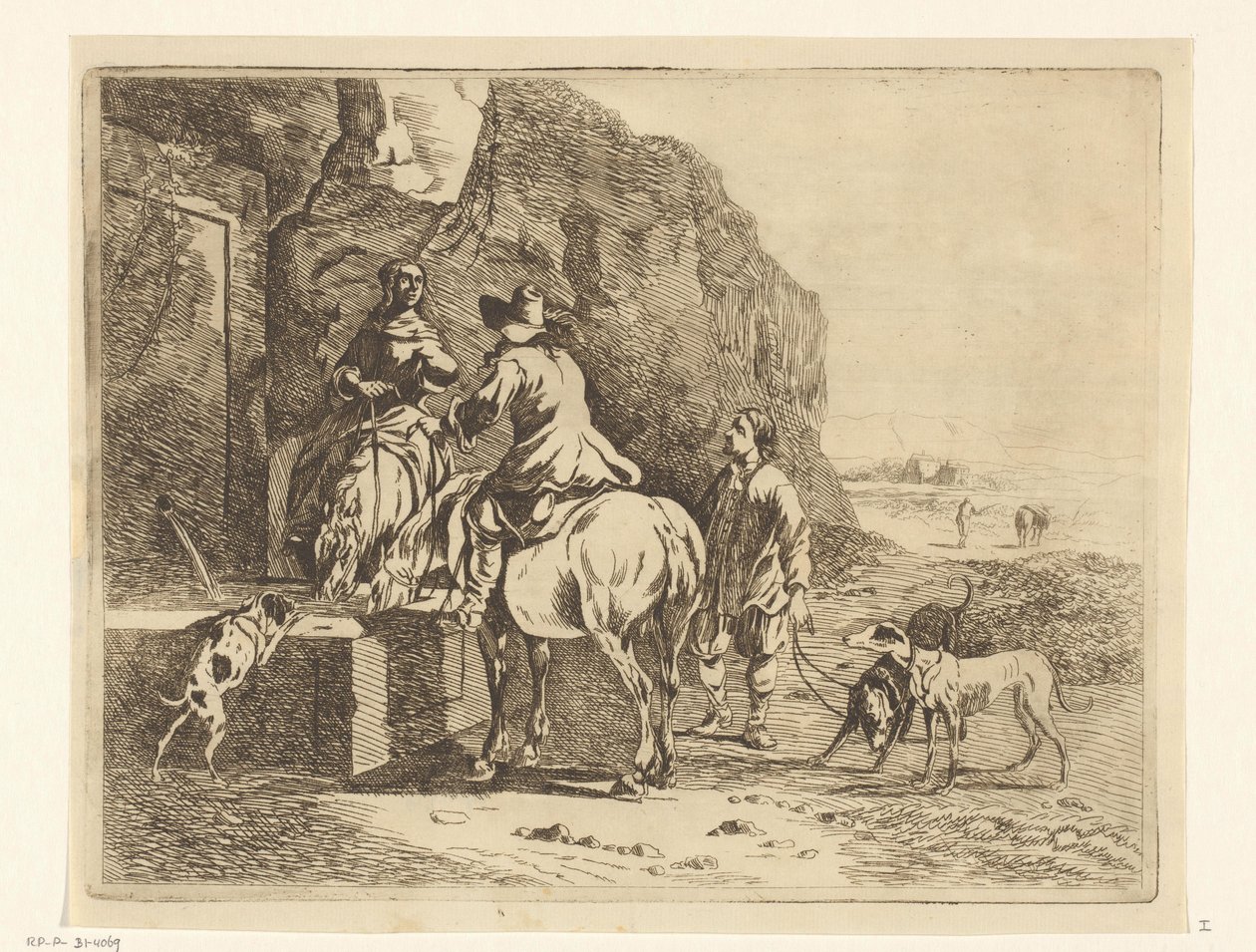 Ryttere ved vandhul af Anthonie van den Bos