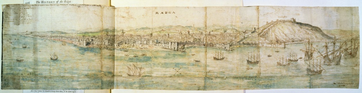 Malaga, 1500-tallet (pen og blæk og wc på papir) af Anthonis van den Wyngaerde
