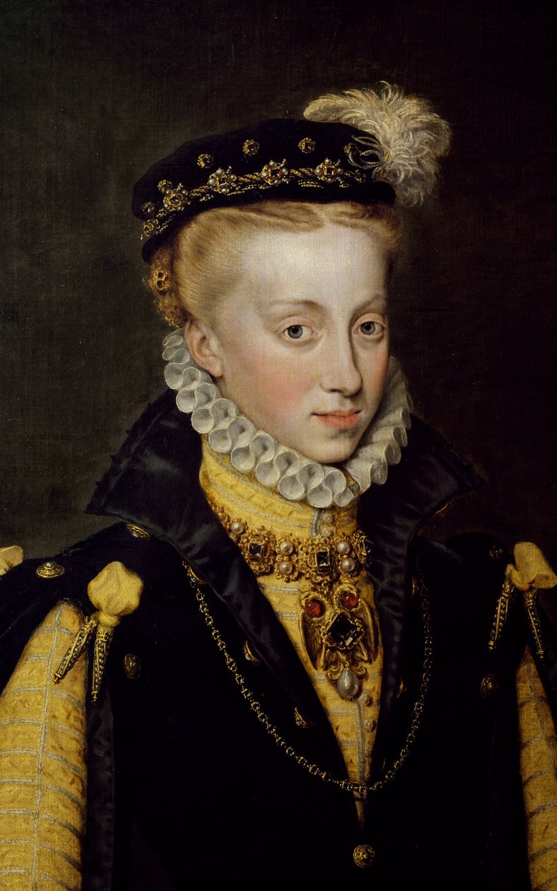 Portræt af Anna af Østrig, dronning af Spanien 1570 (maleri) af Anthonis van Dashorst (c.1519-1576/77) Mor