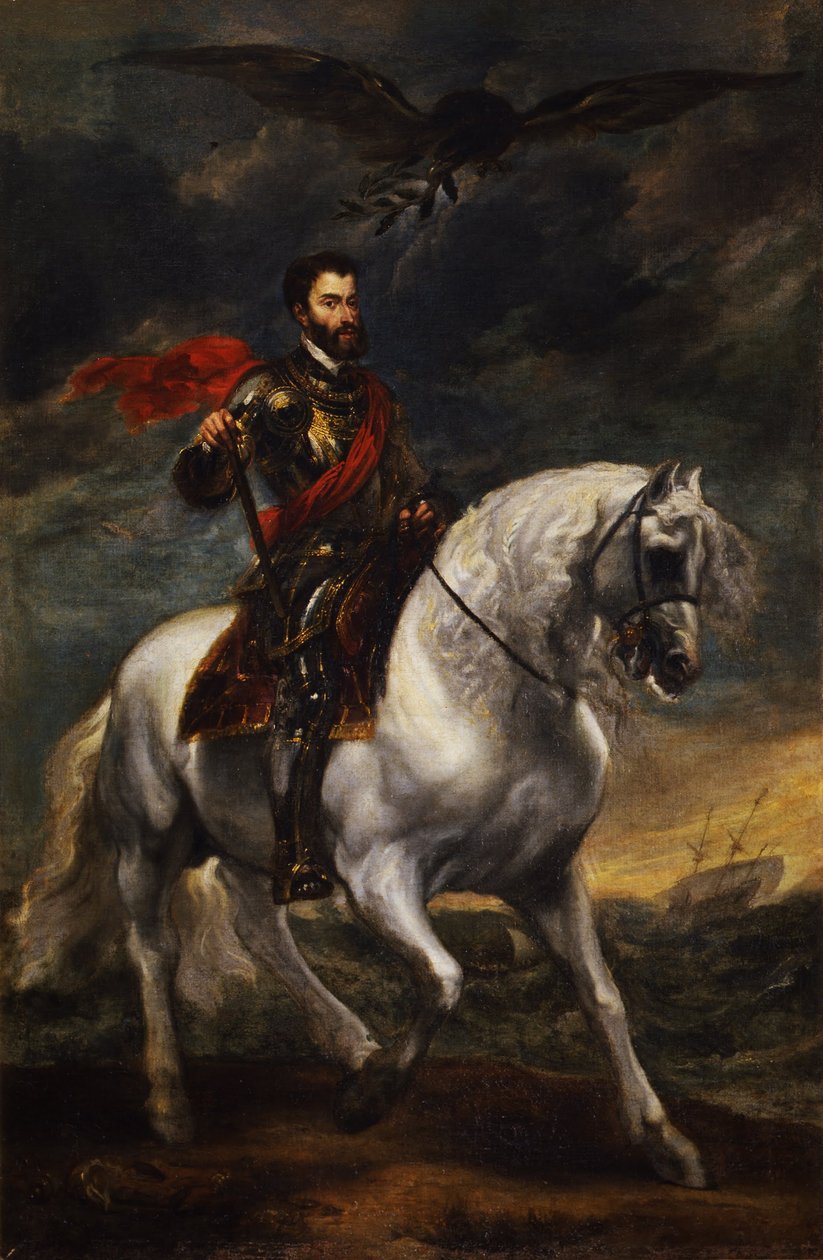 Rytterportræt af kejser Karl V, ca. 1620 af Anthony van Dyck