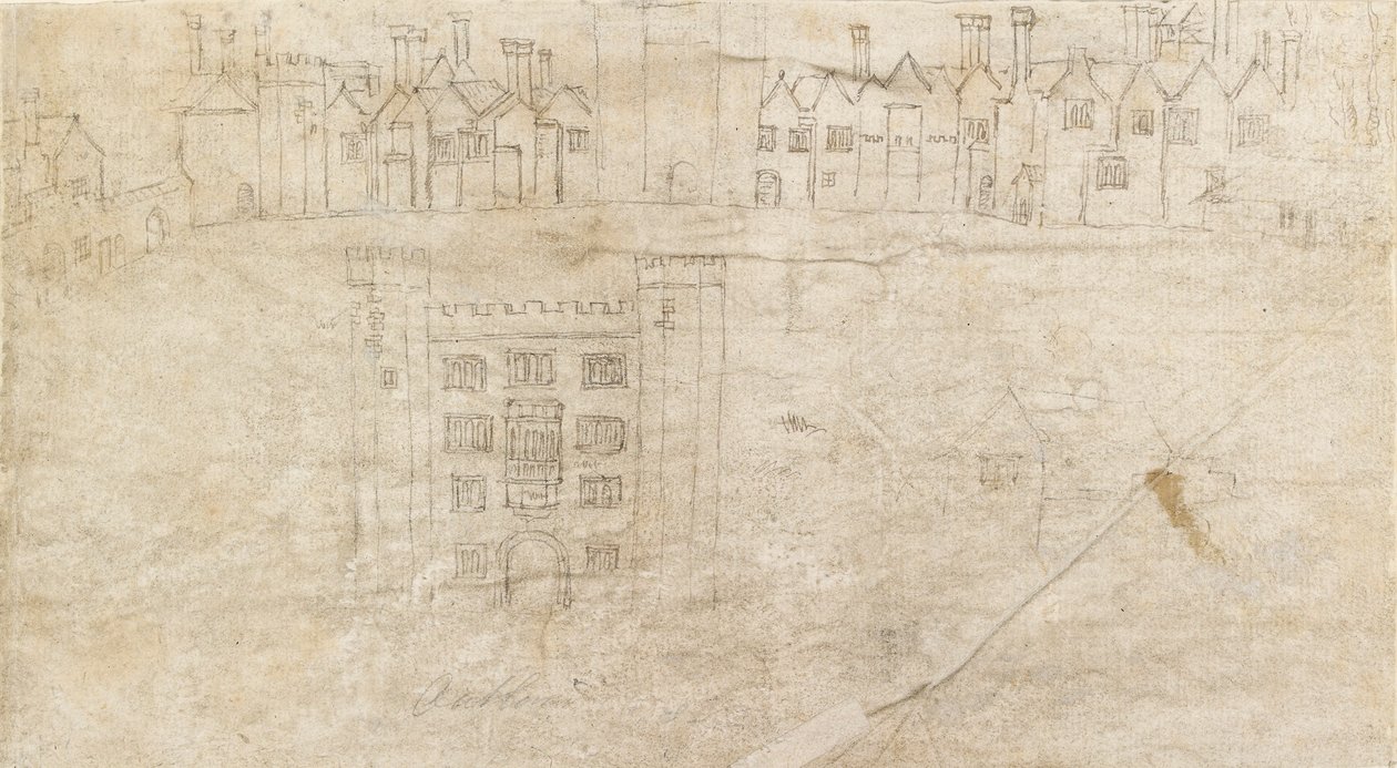 Bygninger langs sydfronten af Oatlands Palace, ca. 1550