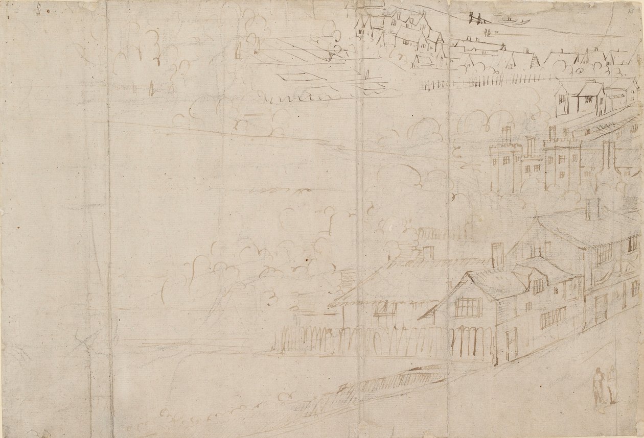 Panorama over London set fra Southwark: Bankside, 1554 af Anthonis van den Wyngaerde