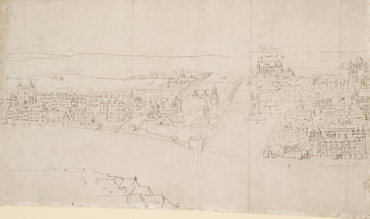 Panorama over London set fra Southwark: Durham House til Barnard