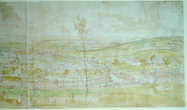 Panoramaudsigt over Bruxelles, 1500-tallet af Anthonis van den Wyngaerde