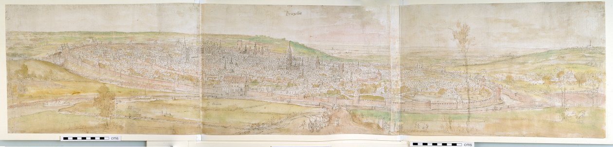 Panoramaudsigt over Bruxelles fra nord, 1558 af Anthonis van den Wyngaerde