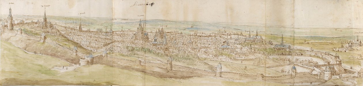 Panoramaudsigt over Leuven fra nordvest, c1550-1570 af Anthonis van den Wyngaerde