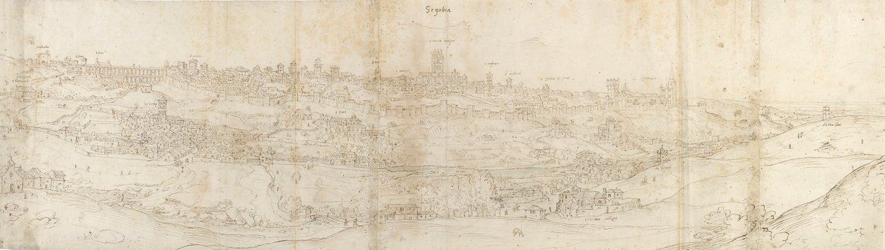 Panoramaudsigt over Segovia fra øst, c1550-1560 af Anthonis van den Wyngaerde