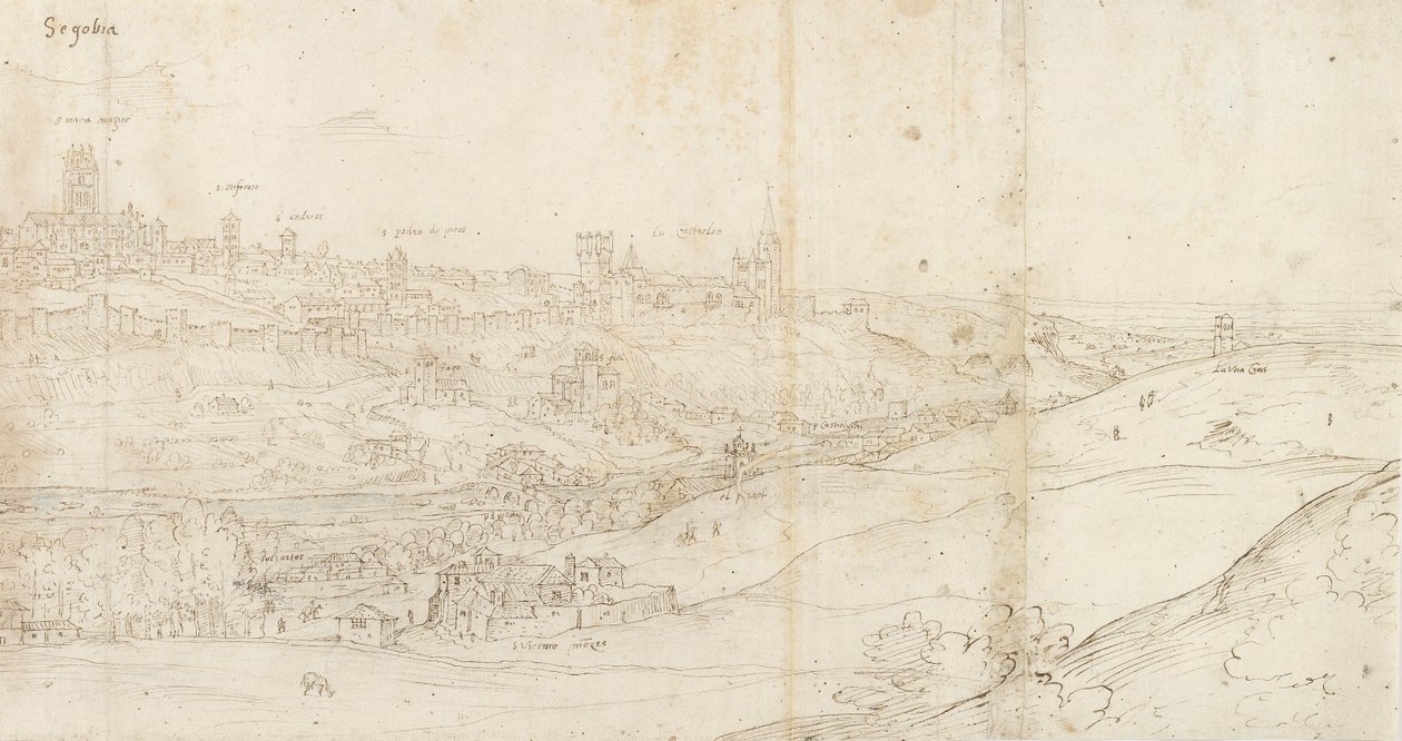 Panoramaudsigt over Segovia fra øst, c1560-1570 af Anthonis van den Wyngaerde