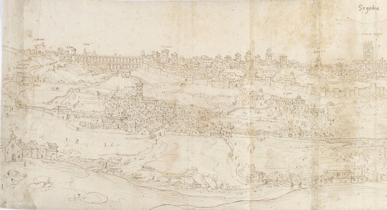 Panoramaudsigt over Segovia fra øst, c1560-1570 af Anthonis van den Wyngaerde