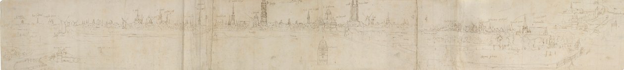 Foreløbig skitse til en udsigt over Brugge fra sydvest, 1558. af Anthonis van den Wyngaerde