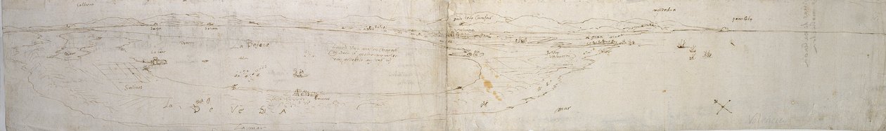 Skitse af lagunen i Valencia, la Albufera og tilstødende kyst og landskab, c1560