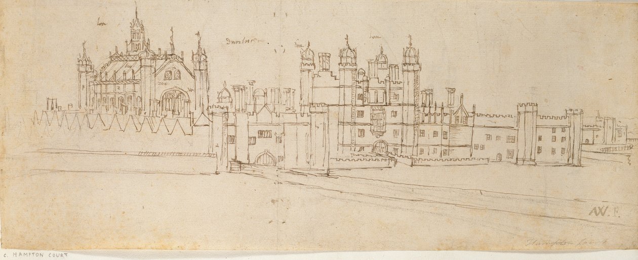 Kapellet og porthuset i Hampton Court Palace, c1550-1560 af Anthonis van den Wyngaerde