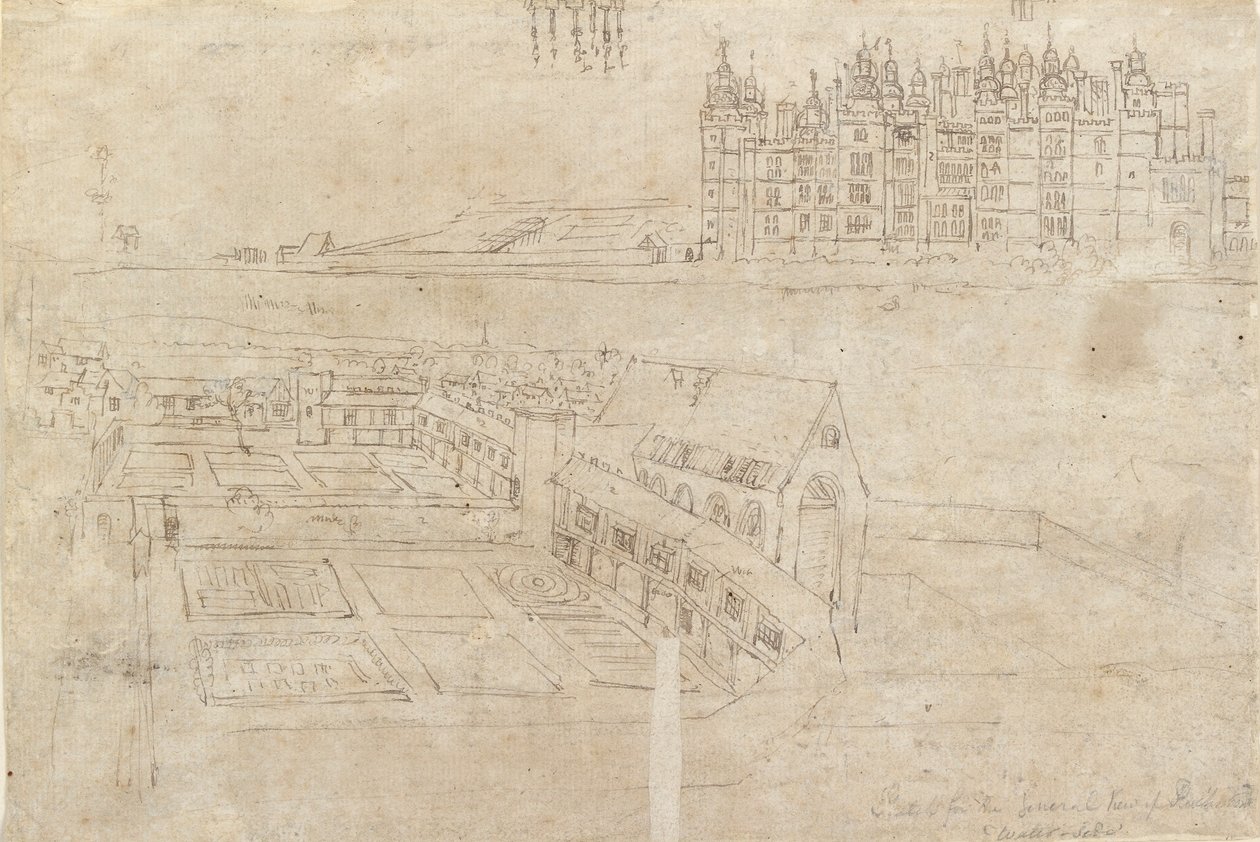 River Front of Richmond Palace og Privy Gardens, c1550