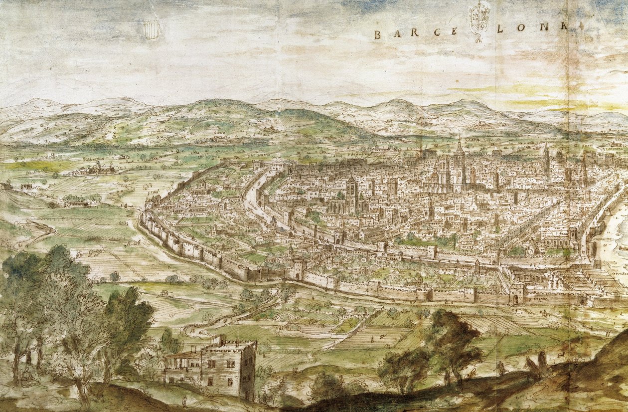 Udsigt over Barcelona, 1563 af Anthonis van den Wyngaerde