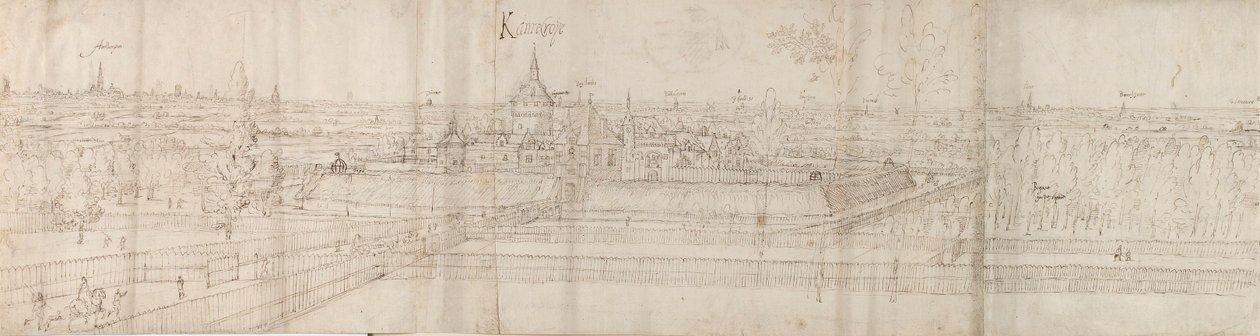 Udsigt over slottet Cantecroy nær Antwerpen og det omkringliggende landskab, 1557-58 af Anthonis van den Wyngaerde