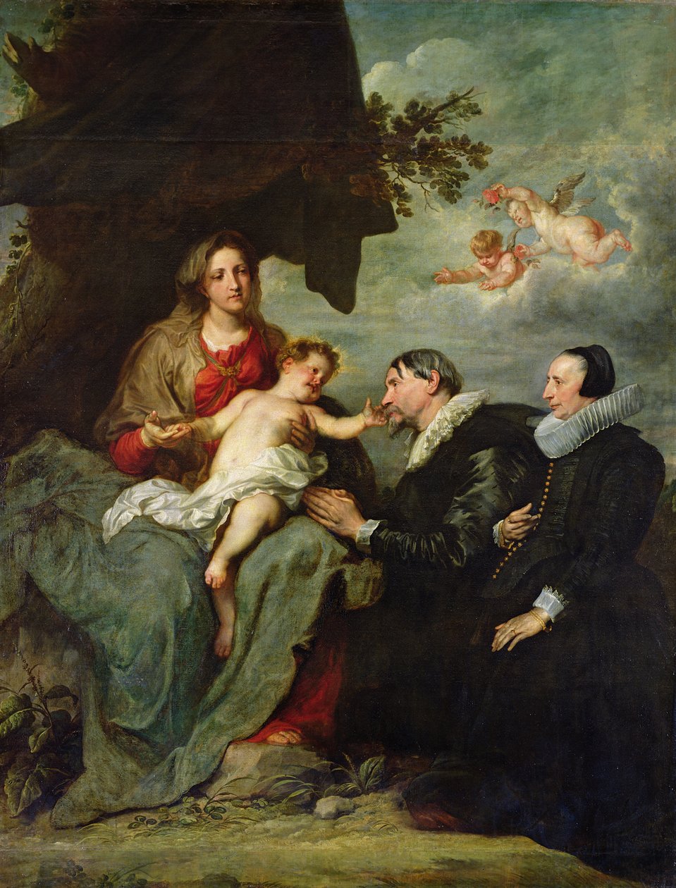 Madonna og barn med donorer af Anthony van Dyck